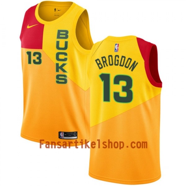 Milwaukee Bucks Trikot Malcolm Brogdon 13 2018-19 Nike City Edition Gelb Swingman - Herren